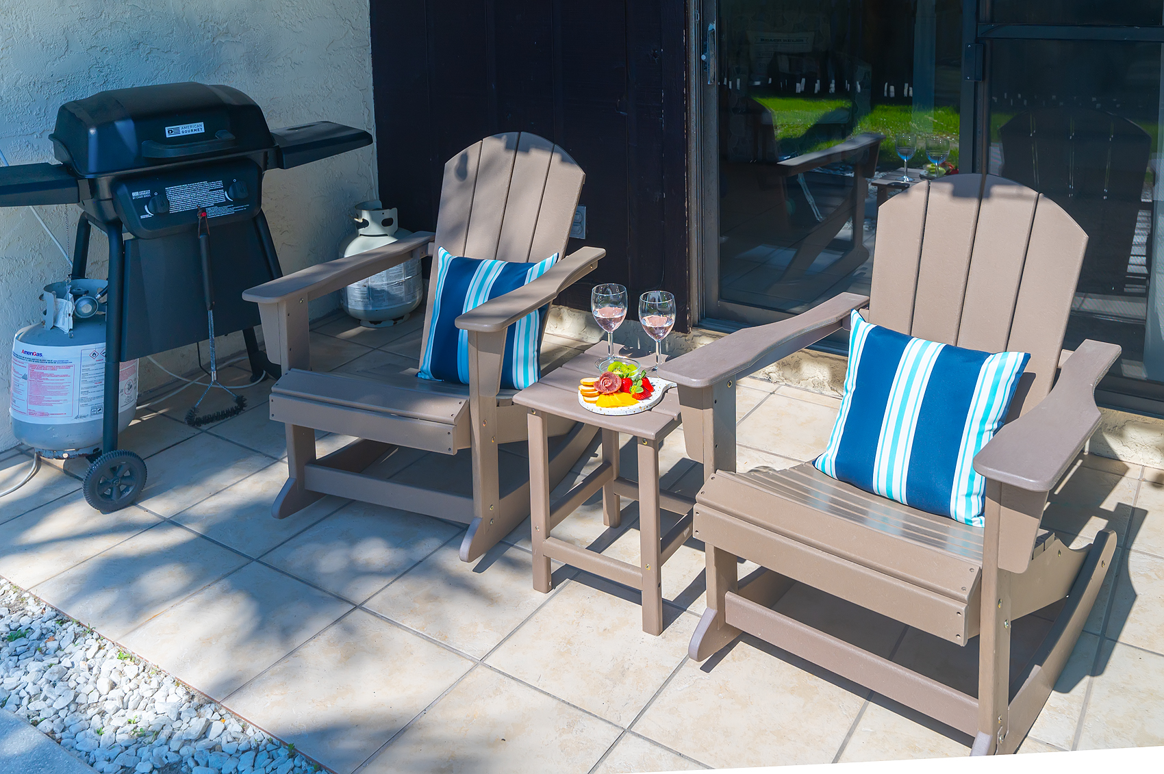 Front patio with Adirondack chairs